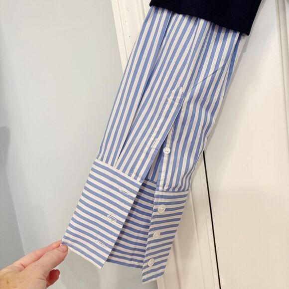 Veronica Beard Roscoe 100% Merino Wool sweater Navy Blue Size Large - Picture 8 of 10